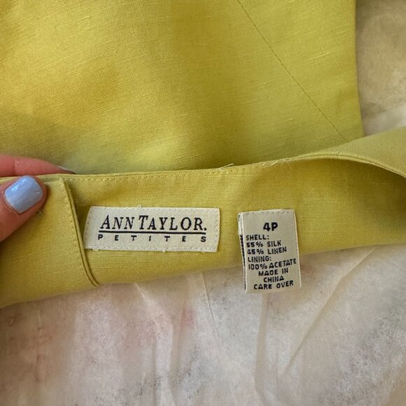 Vintage Ann Taylor Chartreuse Sleeveless Blouse - Picture 3 of 3
